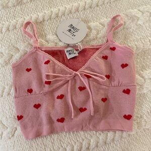 Princess Polly Pink Knit Top with Heart Pattern